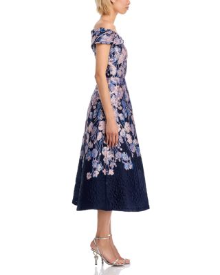 Floral Metallic Fit &amp; Flare Dress