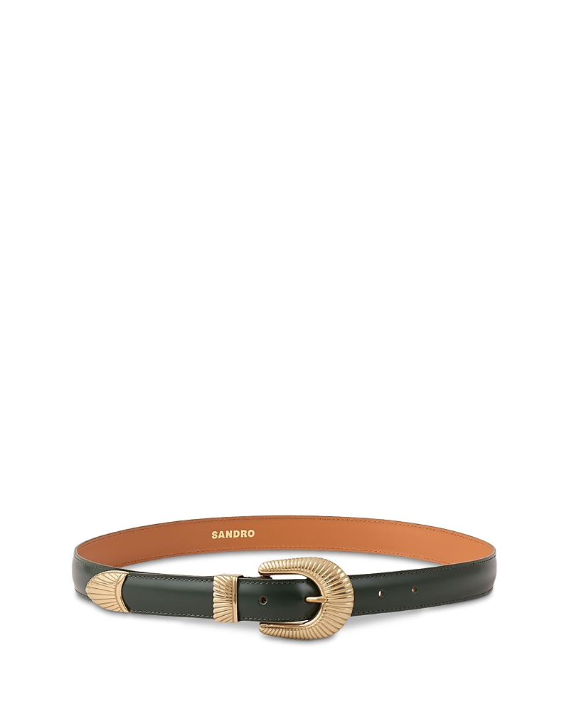 Sandro Leather Belt In Black