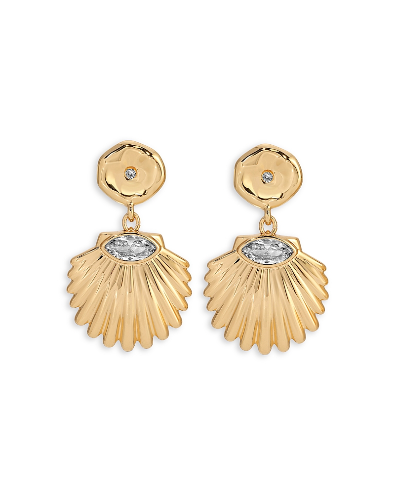 Ettika Santorini Cubic Zirconia Shell Drop Earrings In Gold