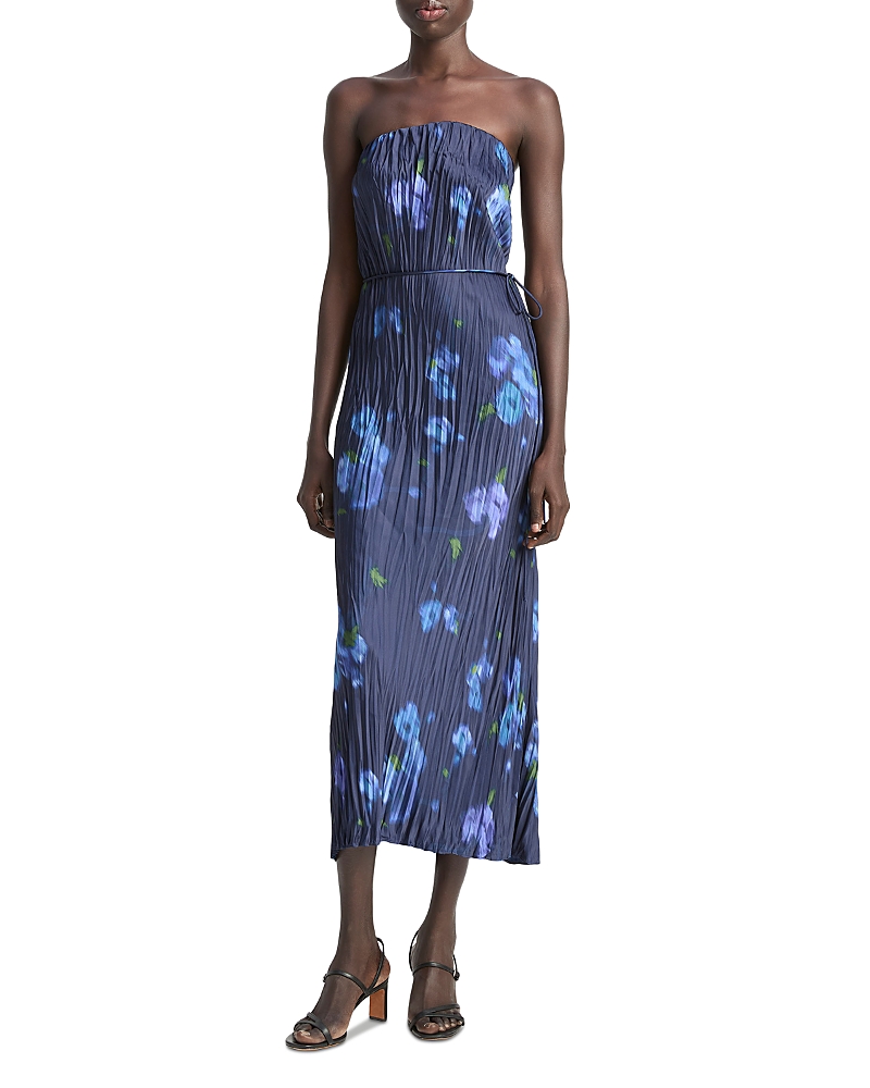 Vince Poppy Blur Crushed Column Dress In Midnight In Blue