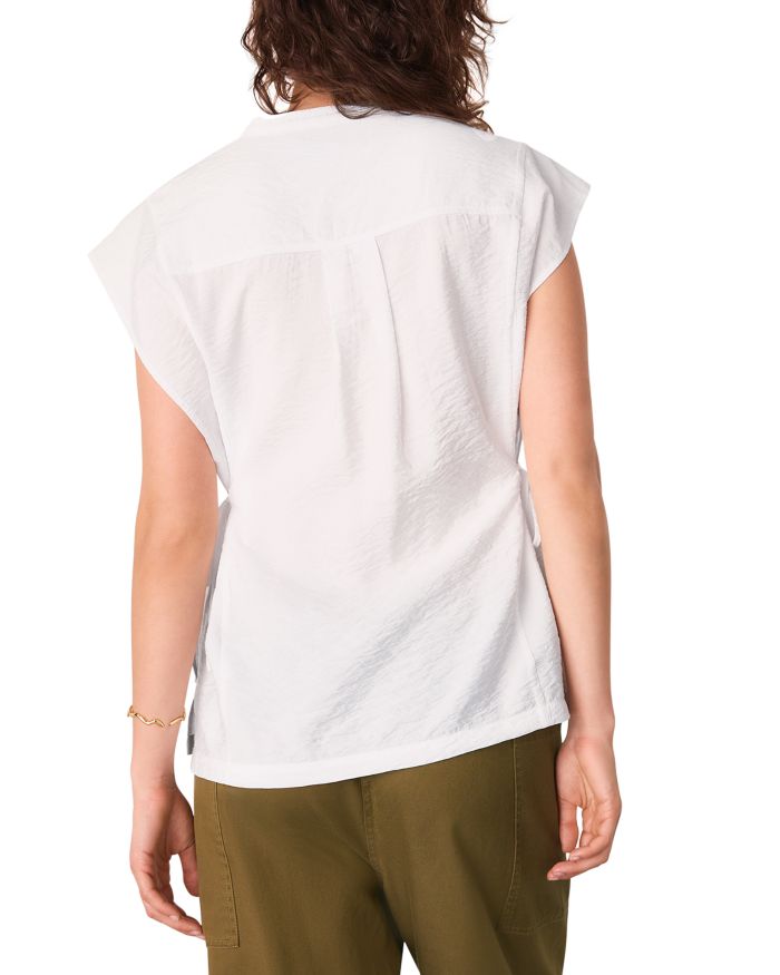 Button Down Tie Side Blouse