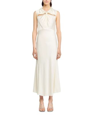 Rhinestone Trim Satin Maxi Dress