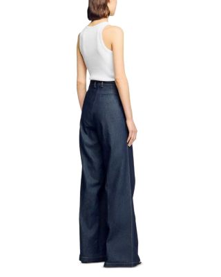 High Rise Wide Leg Denim Pants