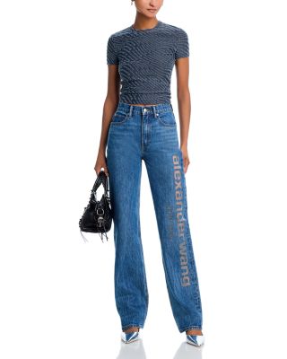 EZ Mid Rise Logo Straight Jeans in Vintage Light Indigo