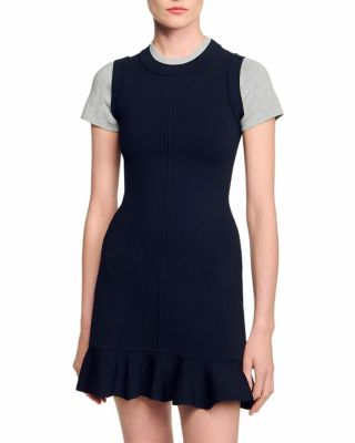 Contrast Short Sleeve Knit Dress