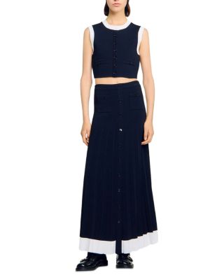 Two Tone Cropped Sleeveless Cardigan