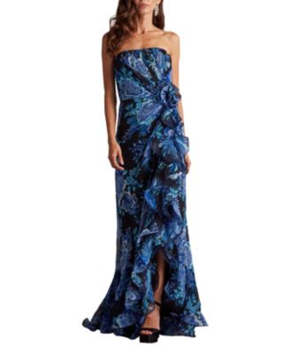 Morwenna Floral Print Ruffle Gown