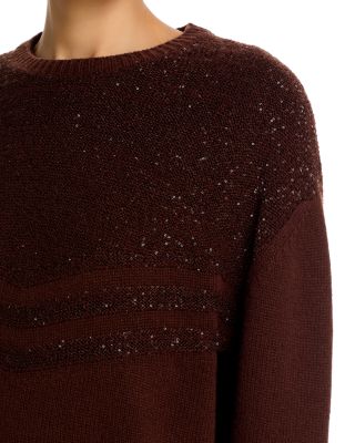 Wool Blend Sequin Intarsia Knit Sweater