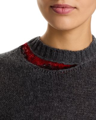 Cashmere Sequin Collar Slim Fit Sweater