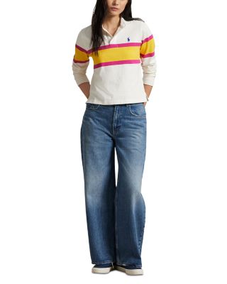 Color Blocked Cotton Jersey Rugby Shirt