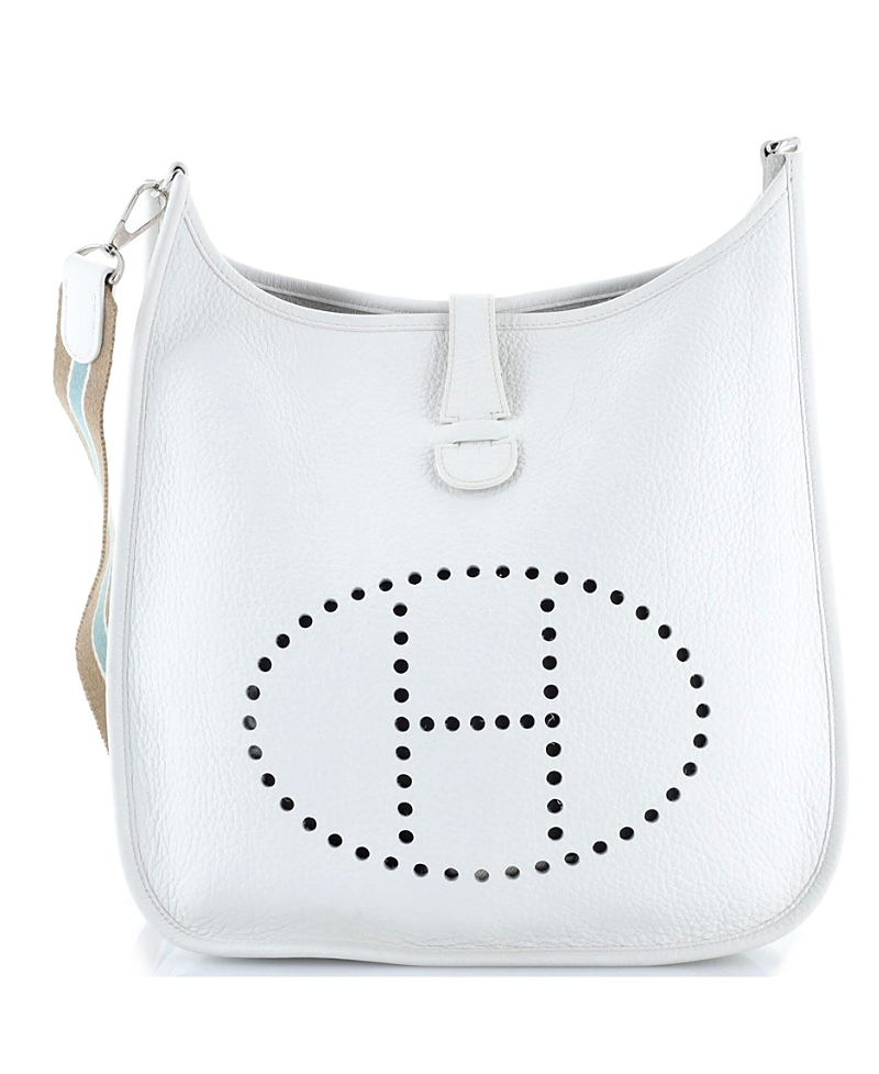 Pre-owned Pre-owned Hermes Hermes Gm Evelyne Bag Gen I Clemence In White