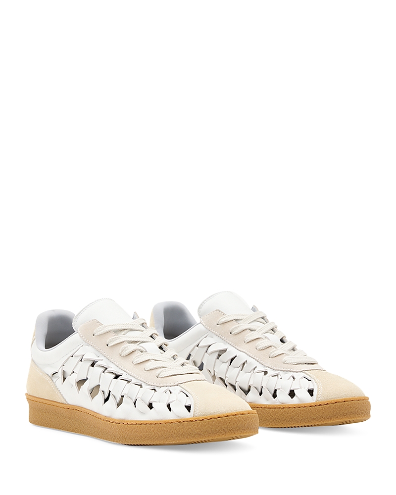 Allsaints Velma Low Top Round Toe Woven Leather Sneakers In Neutral