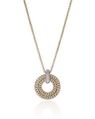 14K Yellow Gold Icon Diamond Link Pendant Necklace, 16"-18"