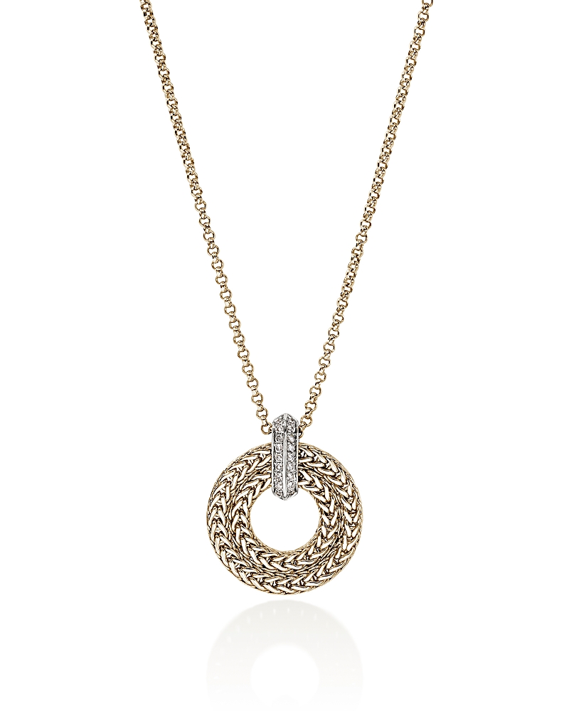 John Hardy 14k Yellow Gold Diamond Pendant Necklace In Gold