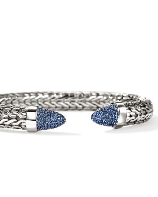 Sterling Silver & Blue Sapphire Spear 50 Flex Cuff Bracelet