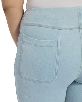 Plus Crystal Embellished Ankle Baby Boot Jeans in Tinted Blue