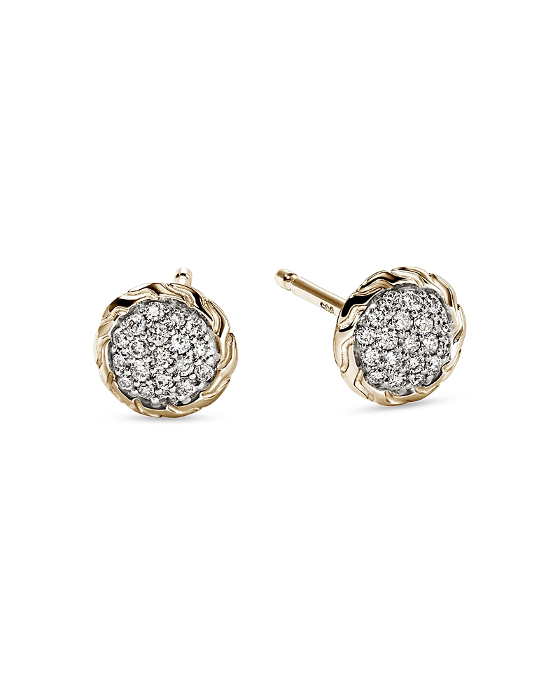 John Hardy 14k Yellow Gold Jh Essentials Diamond Pave Stud Earrings In Gold