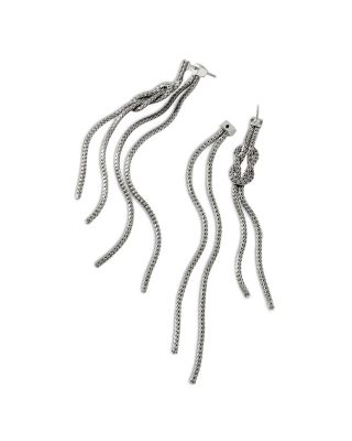 Sterling Silver Love Knot Chain Drop Earrings