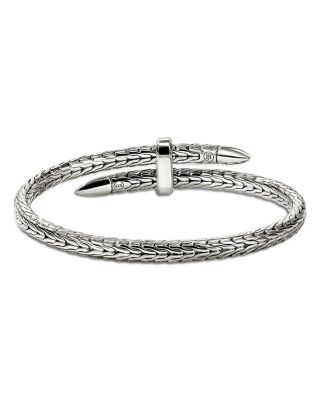 Sterling Silver Blue Sapphire Spear Flex Cuff Bracelet