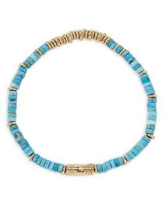14K Yellow Gold Heishi Turquoise Bracelet