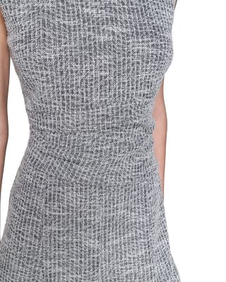 Stretch Tweed Pearl Neck Mini Dress