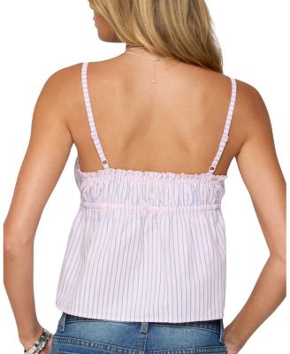 Avenly Striped Tie Front Babydoll Top
