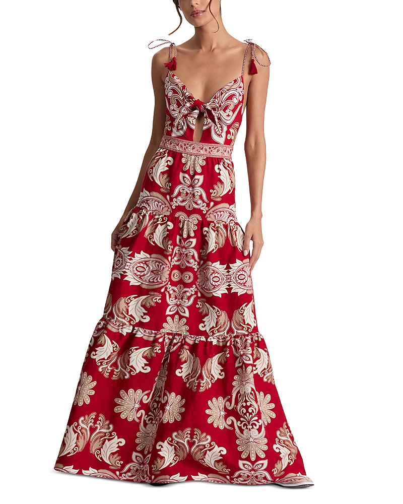 Alice and Olivia Minka Tie Front Maxi Dress