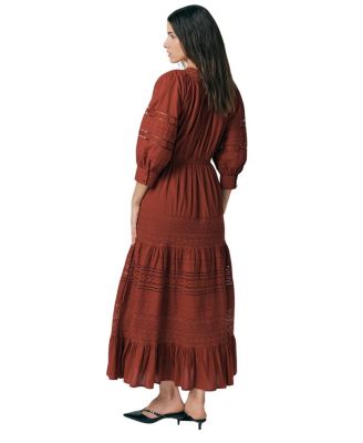 Leoni Lace Trim Cotton Midi Dress