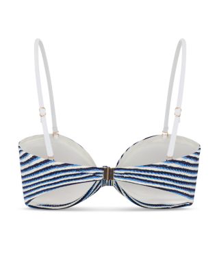 Textured Striped Bandeau Bikini Top