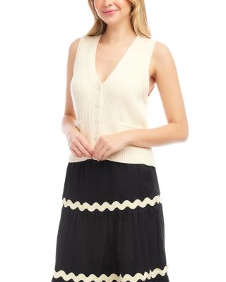 Ribbed Button Sweater Vest