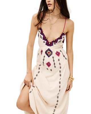 Poeme Embroidered Tie Back Dress