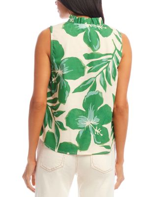 Sleeveless Ruffle Trim Top