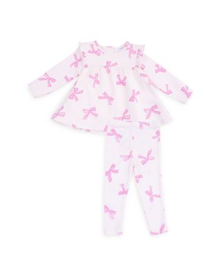 Girls' French Terry Pretty Bows Ruffle Top & Ribbed Leggings Set - Baby