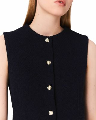 Long Sleeveless Tweed Jacket