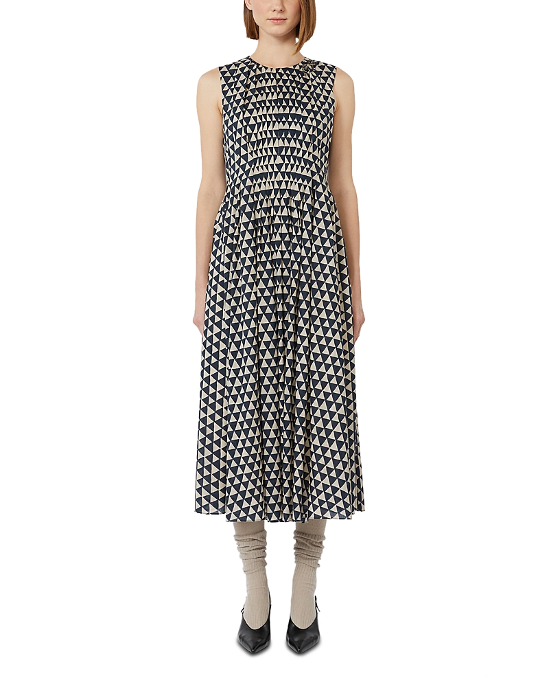 Max Mara Cotton Voile Printed Midi Dress In Multi