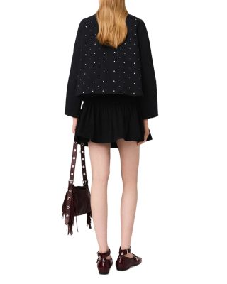 Short Velvet Collar Studded Jacket