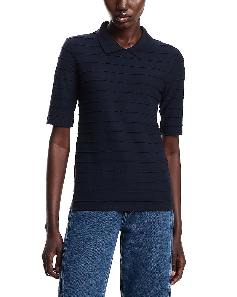 Emporio Armani Frill Striped Top In Blue