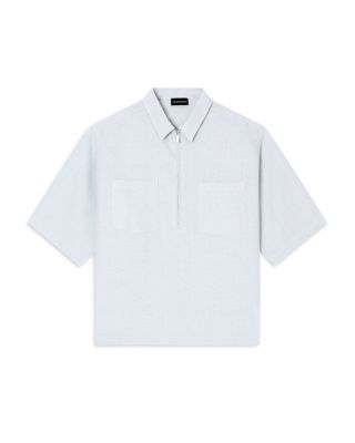 Regular Fit Short Sleeve Zip Linen Shirt  
