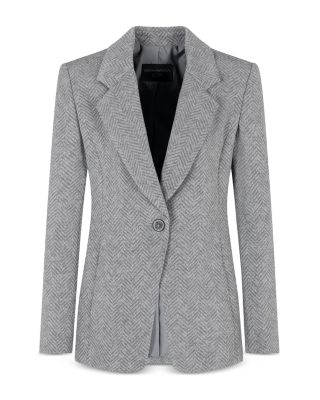 Viscose and Wool Blend Chevron Blazer