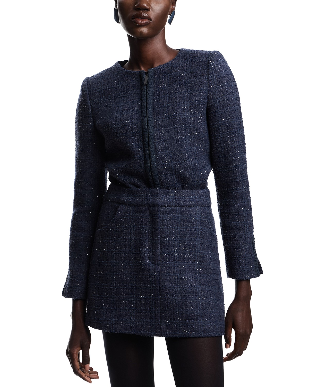 Emporio Armani Sequined Tweed Mini Skirt in Solid Medium
