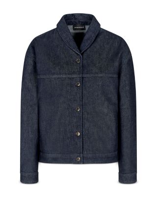 Dark Denim Jacket with Rolled Collar
