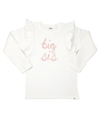 oh baby! - Girls' Millie "big sis" Pink Sparkle Embroidered Tee - Little Kid