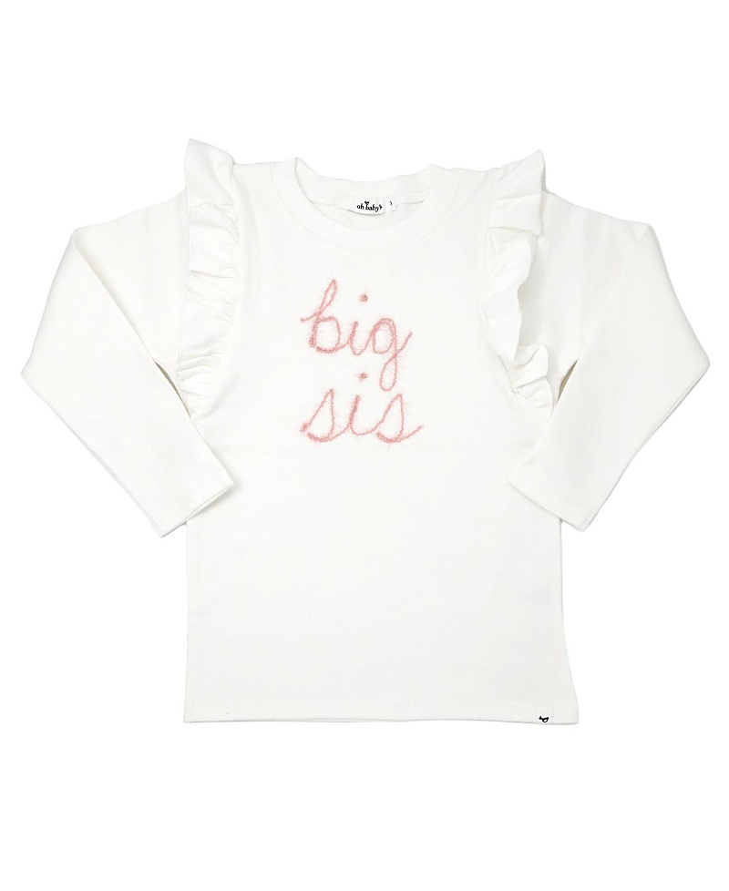 oh baby! Girls' Millie big sis Pink Sparkle Embroidered Tee - Little Kid