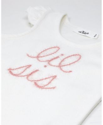  oh baby! Girls' "lil sis" Pink Sparkle Embroidered Flutter Sleeve Tank - Baby