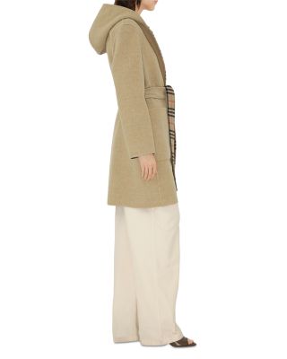 Reversible Wool Hooded Wrap Coat