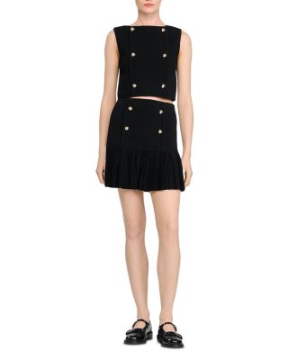 Double Breasted Ruffle Mini Skirt