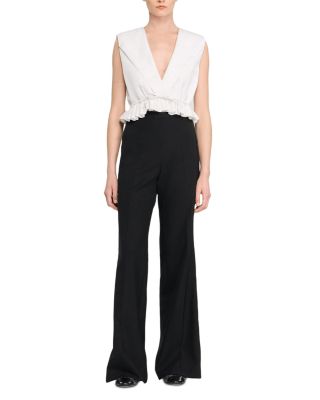 Wool Blend Satin Stripe Suit Pants