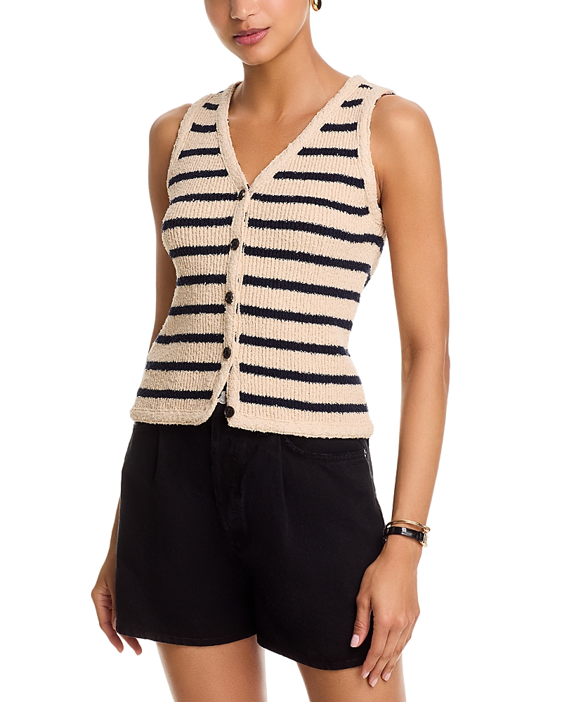 Rails Sade Striped Sleeveless Sweater In Burgundy