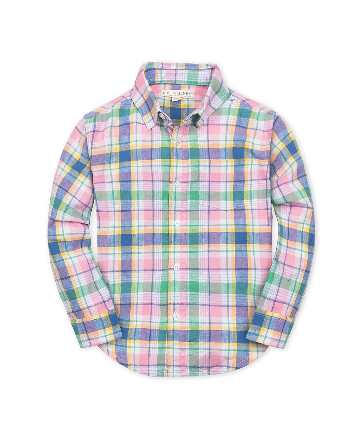 Hope & Henry Boys' Long Sleeve Linen Button Down Shirt - Little Kid, Big Kid
