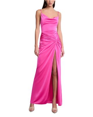 Cowl Neck Draped Gown with Twist